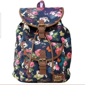 Loungefly Navy Floral Bambi Print Canvas Backpack
